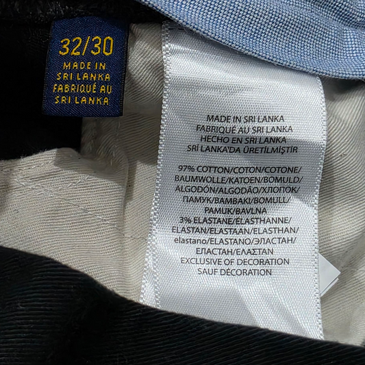 Pantalon Ralph Lauren 32x30 Stretch Classic Fit Negro