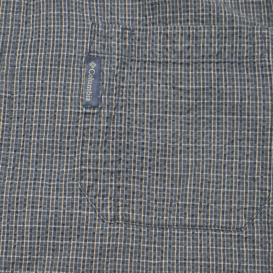 Camisa Manga Corta Columbia Xgrande Xl Azul Cuadro Vintage