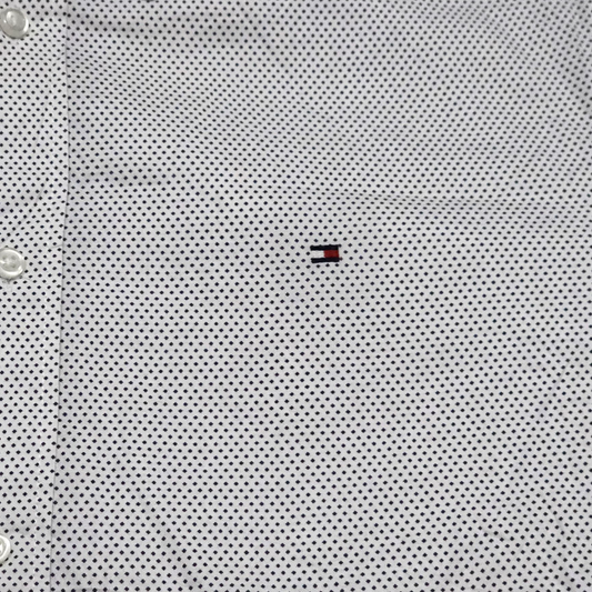 Camisa Tommy Hilfiger Xgrande Xl Blanca Puntos Azules