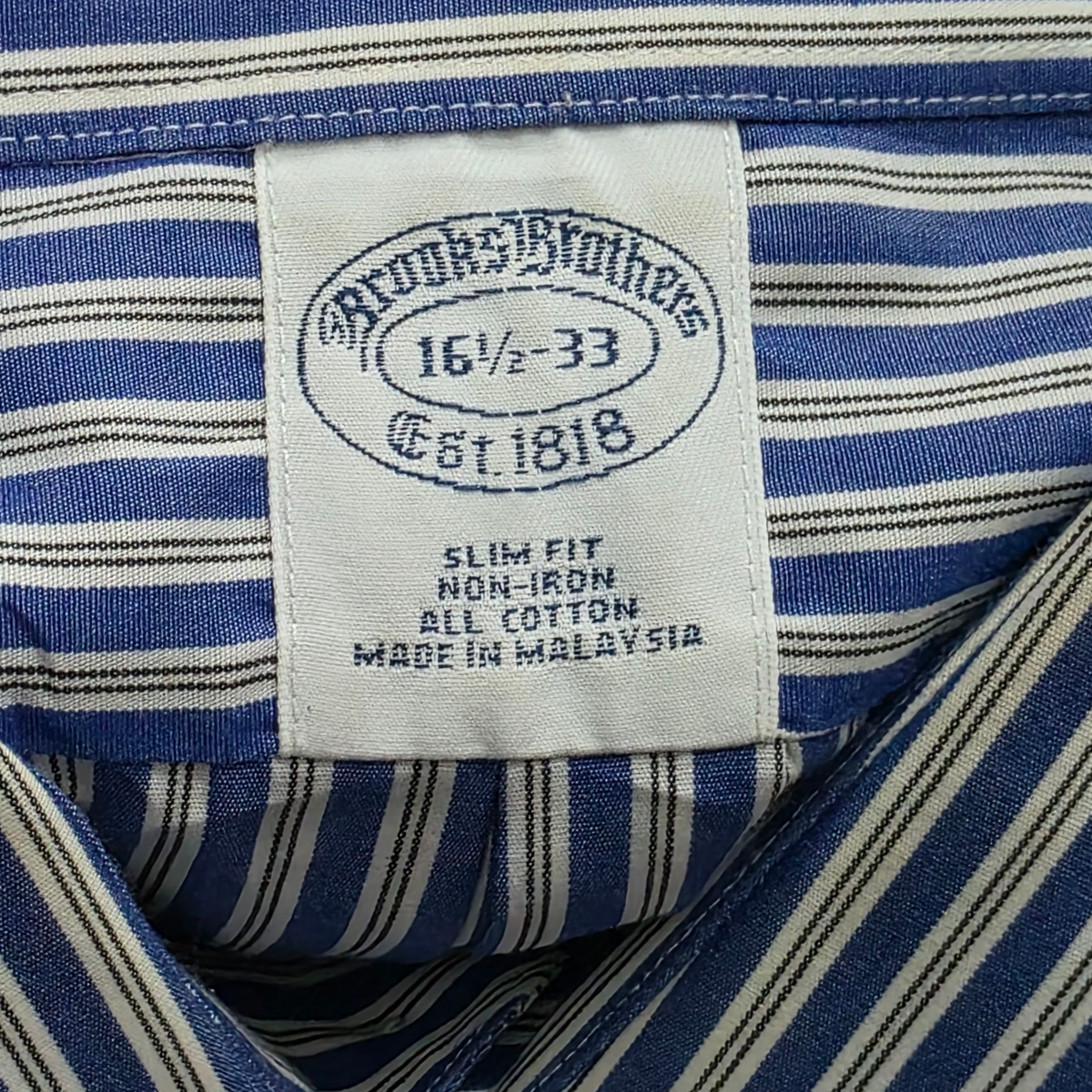 Camisa Brooks Brothers 16 1/2 -33 Lineas Azul Y Blancas