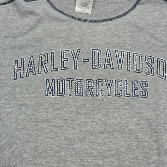 Playera Manga Larga Harley Davidson Grande L Gris