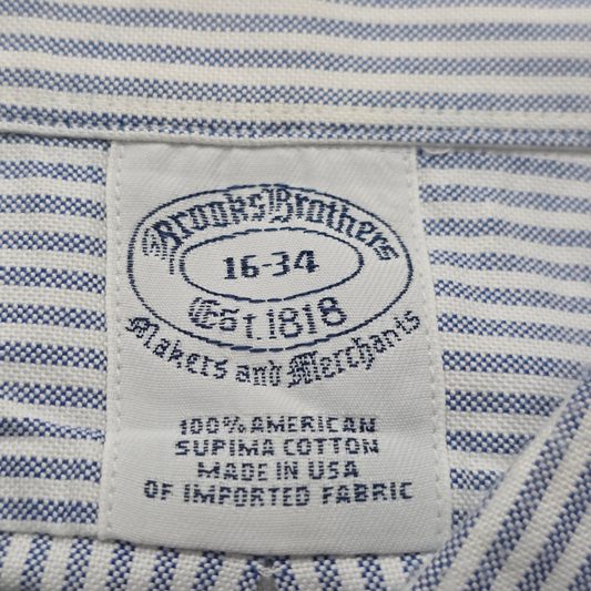 Camisa Brooks Brothers Grande L 16-34 Azul Claro Lineas