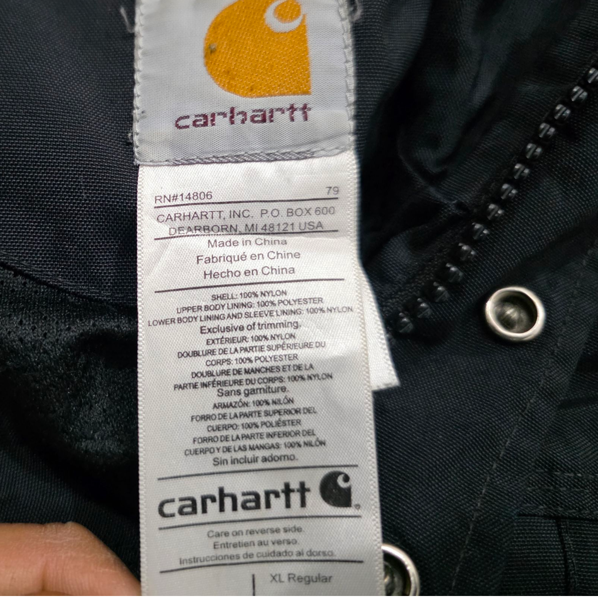 Chamarra Carhartt Xgrande Xl Negro Water Proof Breathable