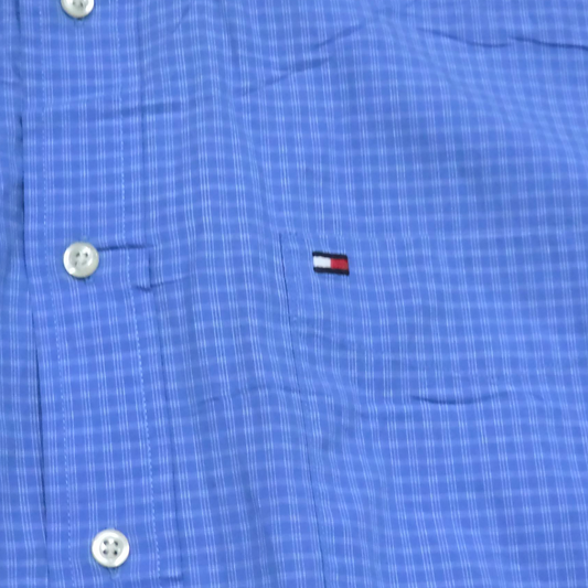 Camisa Manga Corta Tommy Hilfiger Grande L Cuadros Azul