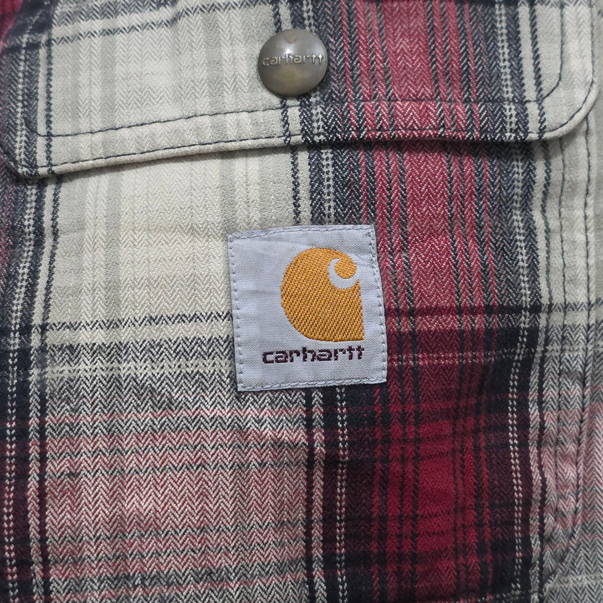 Camisa Gruesa Carhartt Grande L Cuadros Cafe Y Rojo