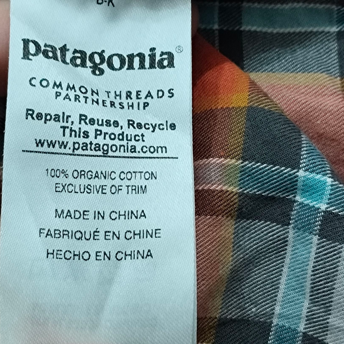 Camisa Patagonia Mediana M Cuadro Naranja