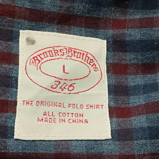 Camisa Brooks Brothers Grande L Cuadro Azul Y Vino