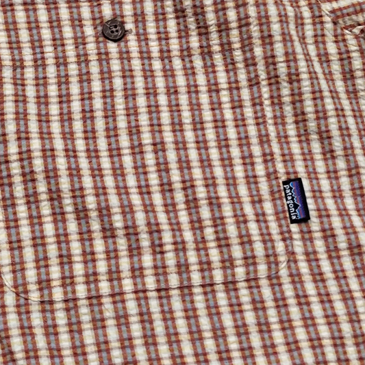 Camisa Manga Corta Patagonia Grande L Cuadro Naranja