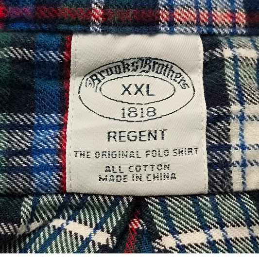 Camisa Brooks Brothers 2xl Cuadro Azul Y Verde