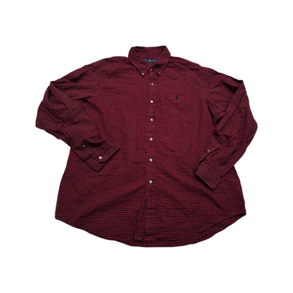 Camisa Ralph Lauren 2xl Cuadro Rojo Y Negro Pony Negro