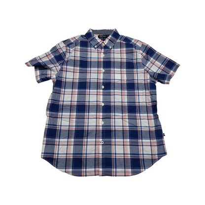 Camisa Manga Corta Nautica Mediana Classic Fit Cuadro Azul