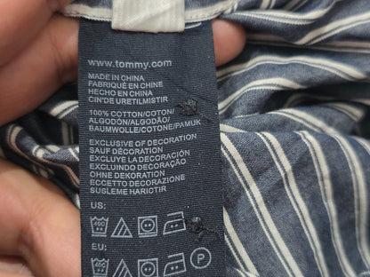 Camisa Tommy Hilfiger Xchico Xs Azul Lineas Blancas