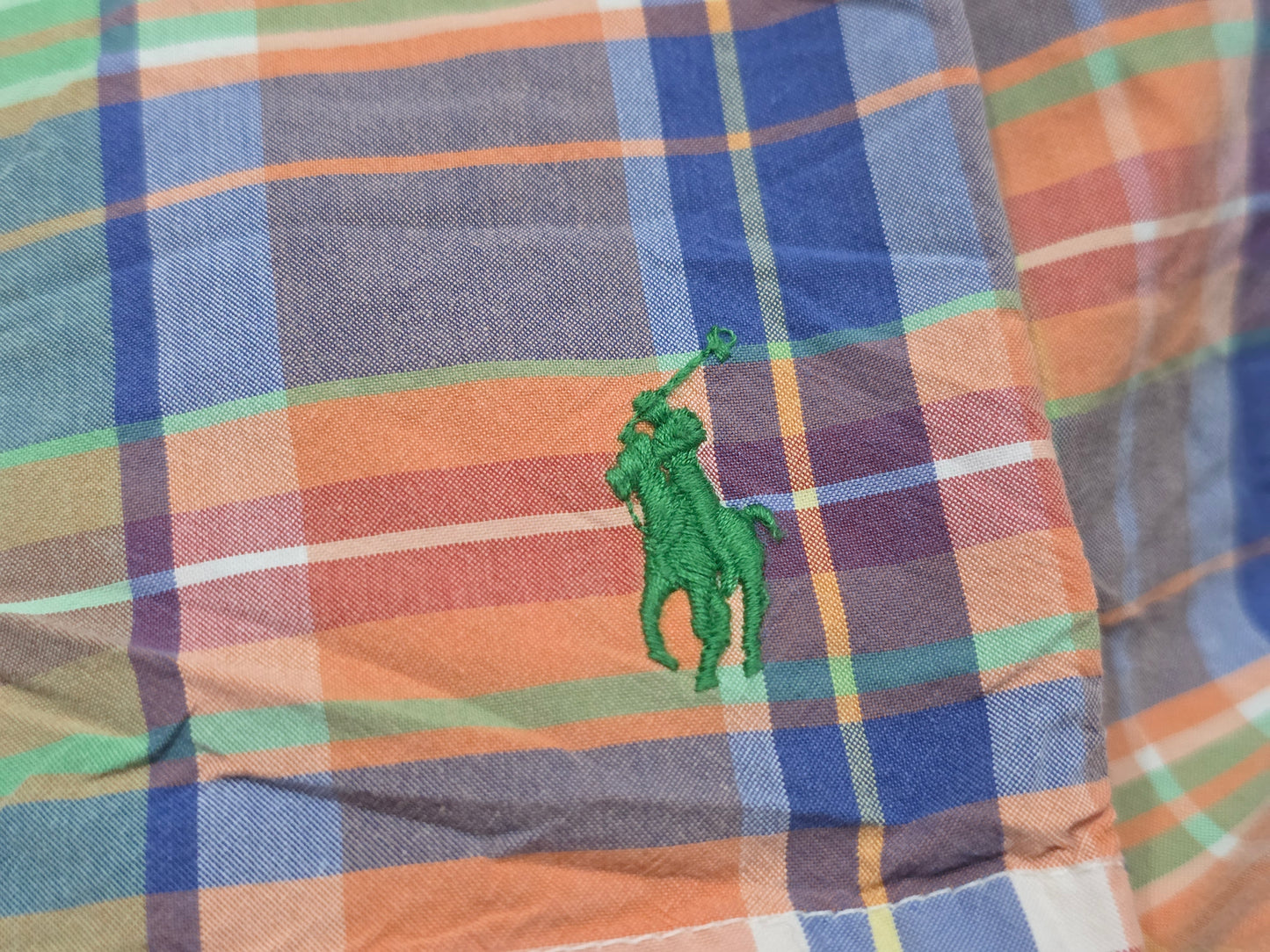 Bermuda Ralph Lauren Chico S Cuadro Naranja Y Azul