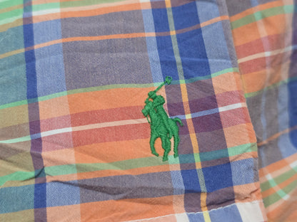 Bermuda Ralph Lauren Chico S Cuadro Naranja Y Azul