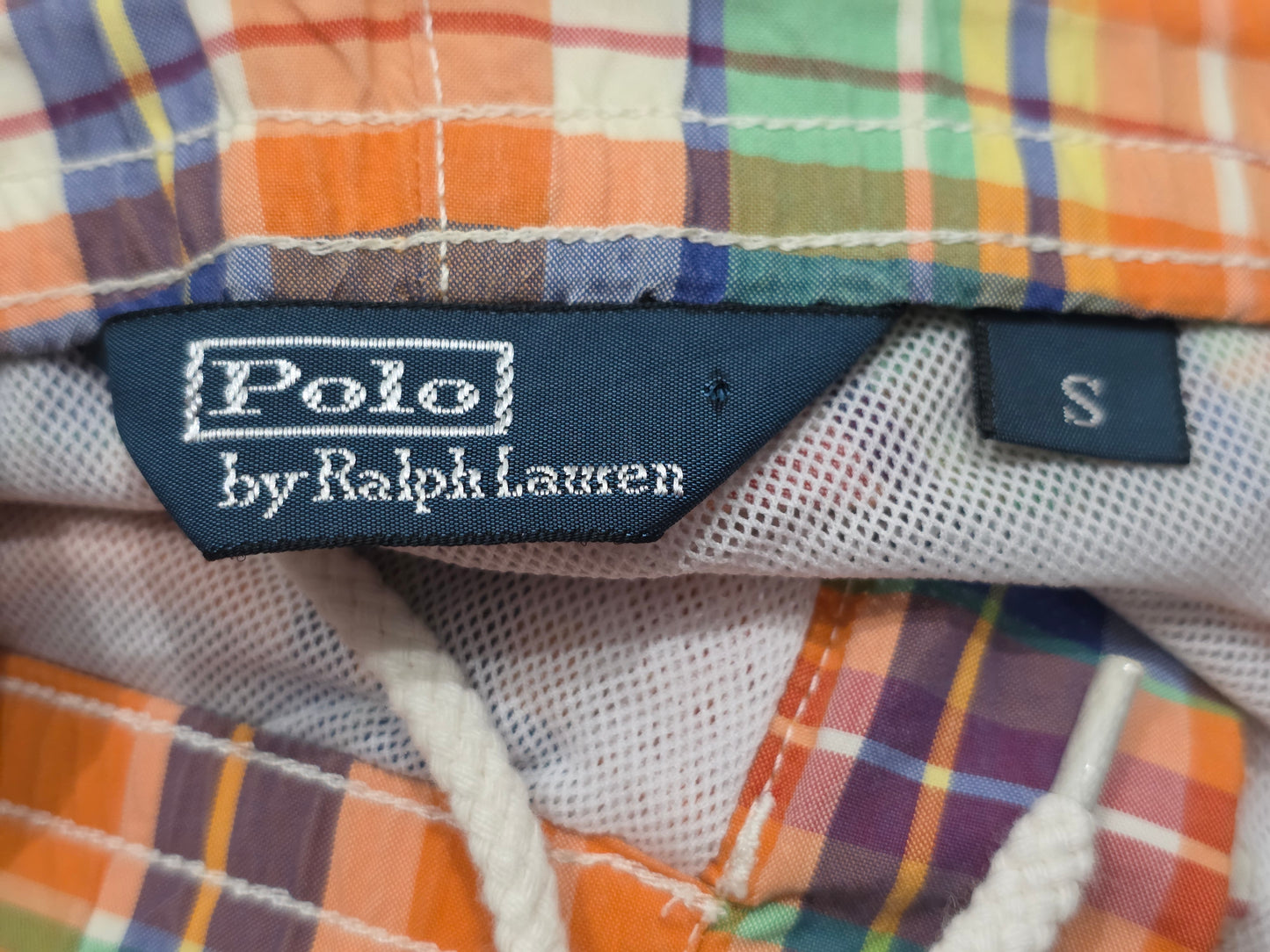 Bermuda Ralph Lauren Chico S Cuadro Naranja Y Azul