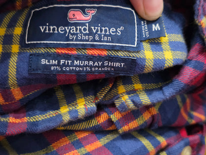 Camisa Vineyard Vines Mediana M Slimfit Cuadro Azul Y Vino