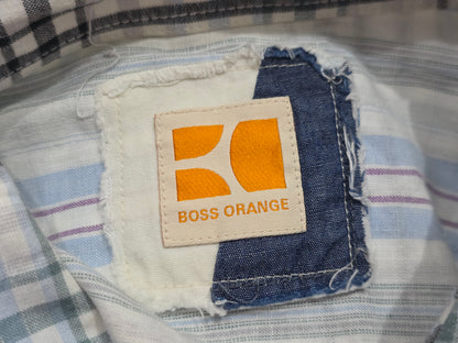 Camisa Manga Corta Boss Orange Mediana M Cuadro Azul Claro