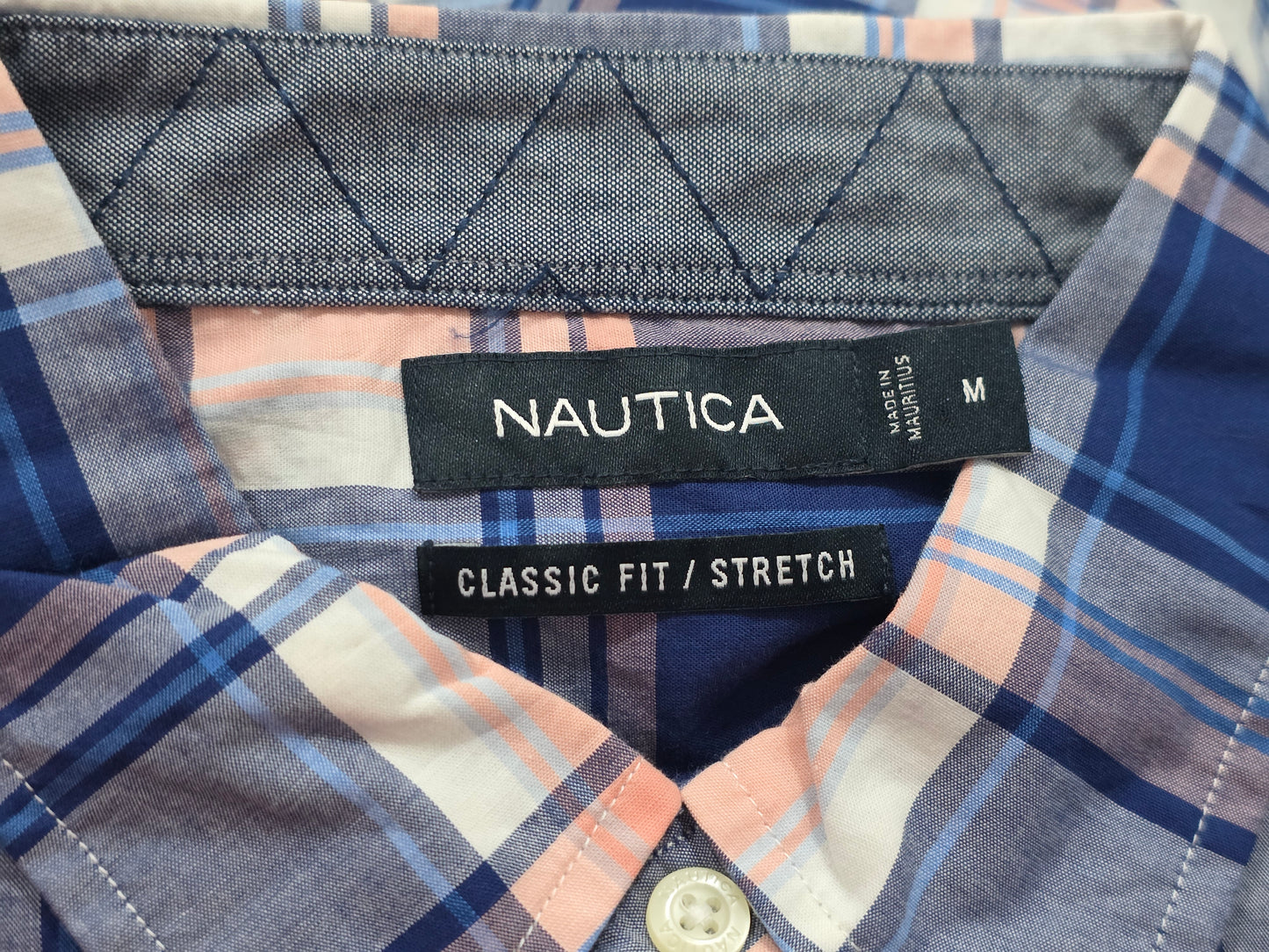 Camisa Manga Corta Nautica Mediana Classic Fit Cuadro Azul