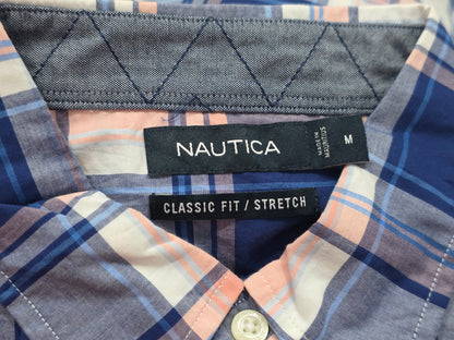 Camisa Manga Corta Nautica Mediana Classic Fit Cuadro Azul