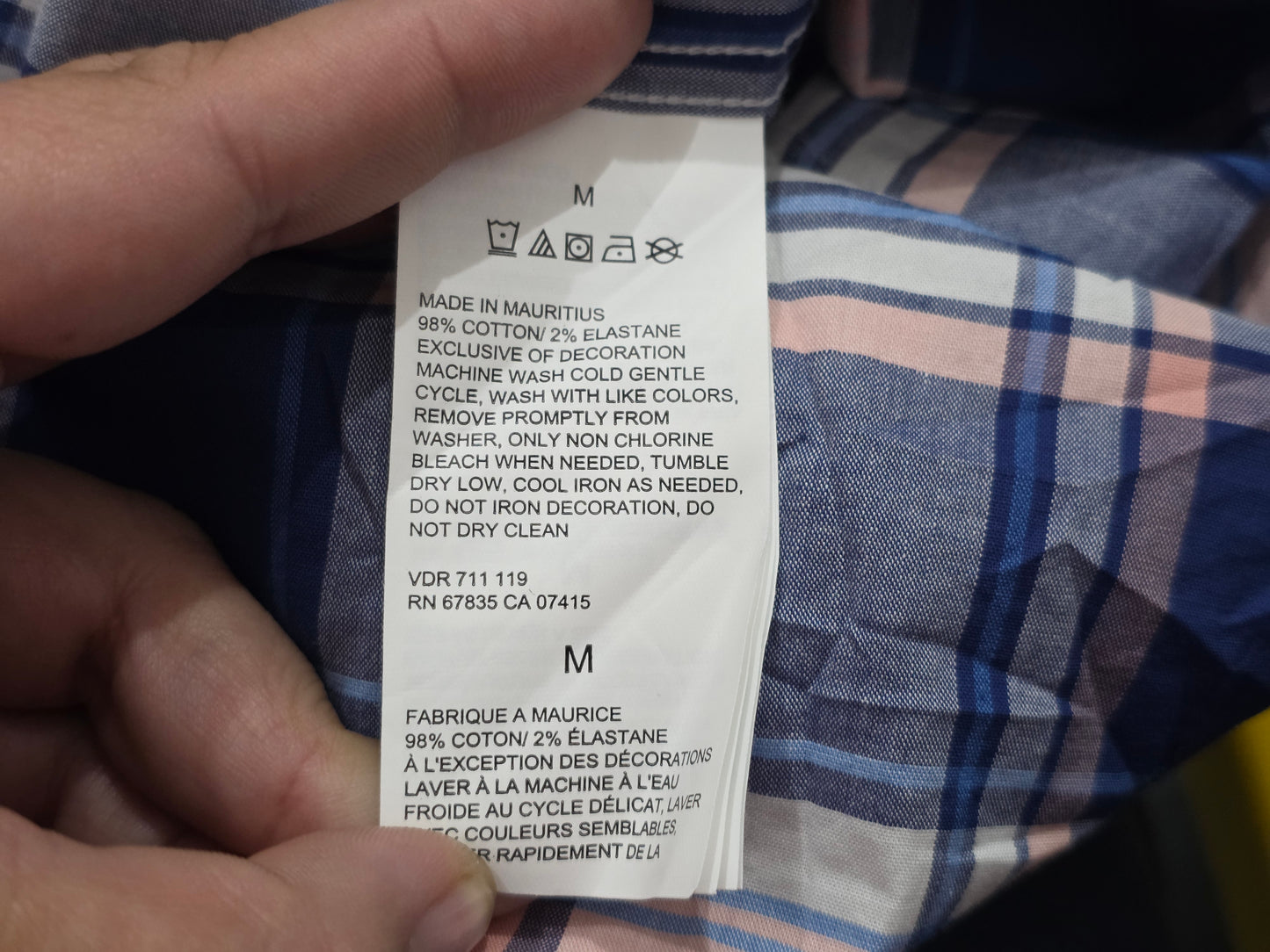 Camisa Manga Corta Nautica Mediana Classic Fit Cuadro Azul