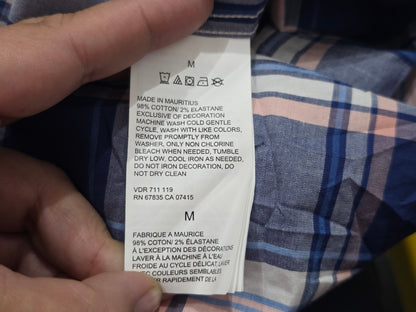 Camisa Manga Corta Nautica Mediana Classic Fit Cuadro Azul