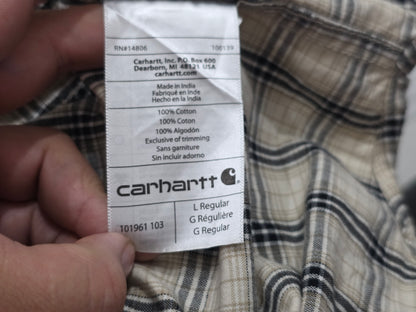 Camisa Manga Corta Carhartt Grande L Cuadro Cafe