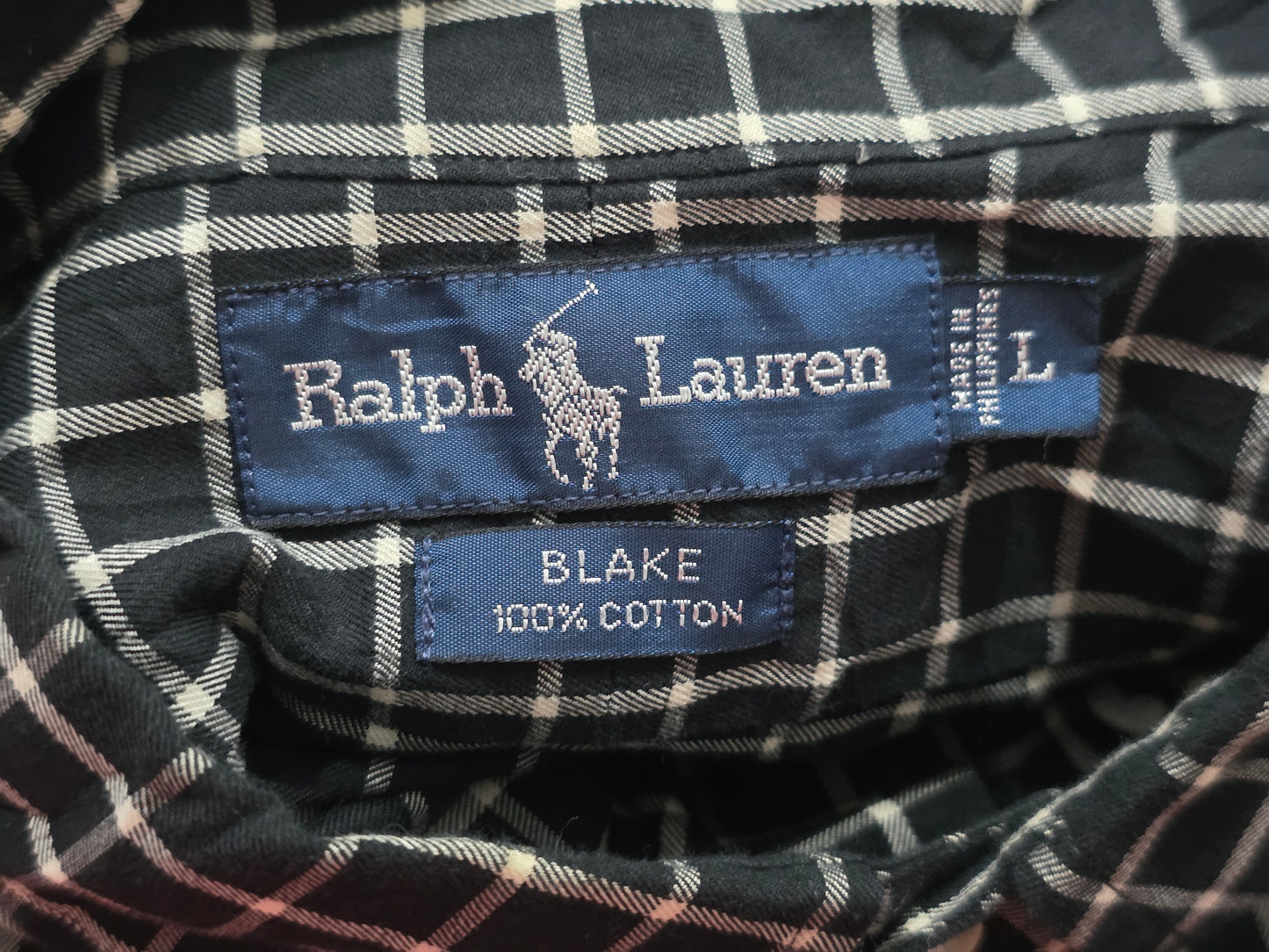 Camisa Ralph Lauren Grande L Blake Negro Cuadro Amplia