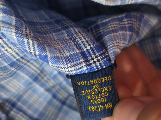 Camisa Ralph Lauren Grande L Cuadro Azul Y Azul Claro