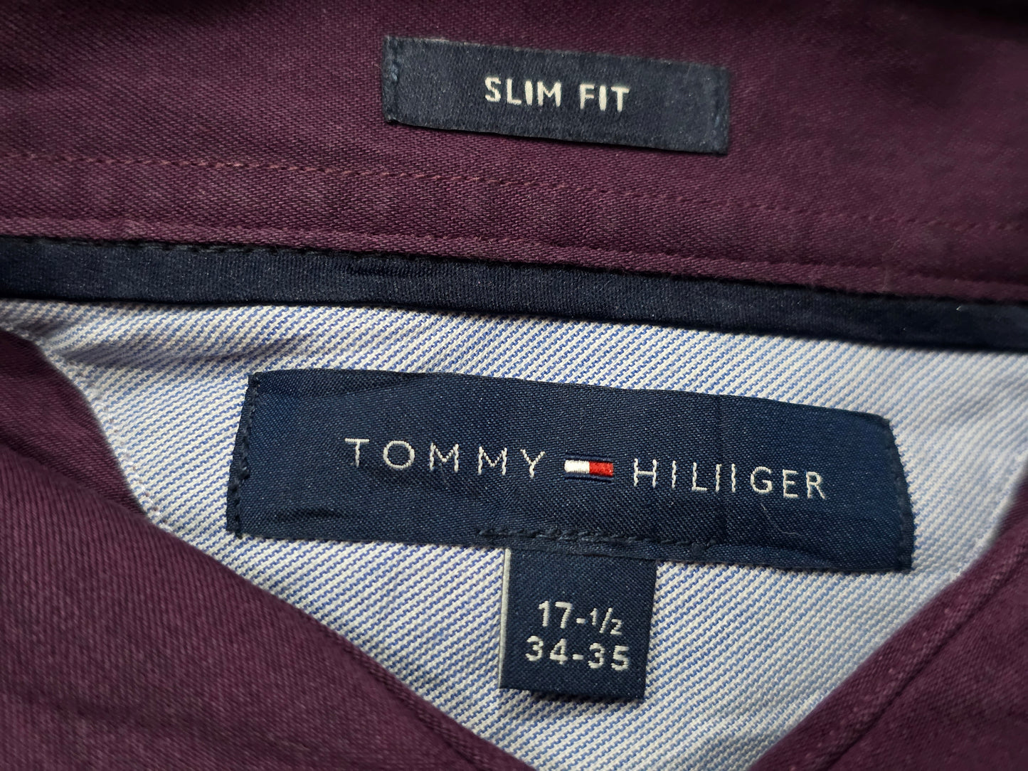 Camisa Tommy Hilfiger Xgrande Xl 17 1/2 34-35 Slimfit Uva