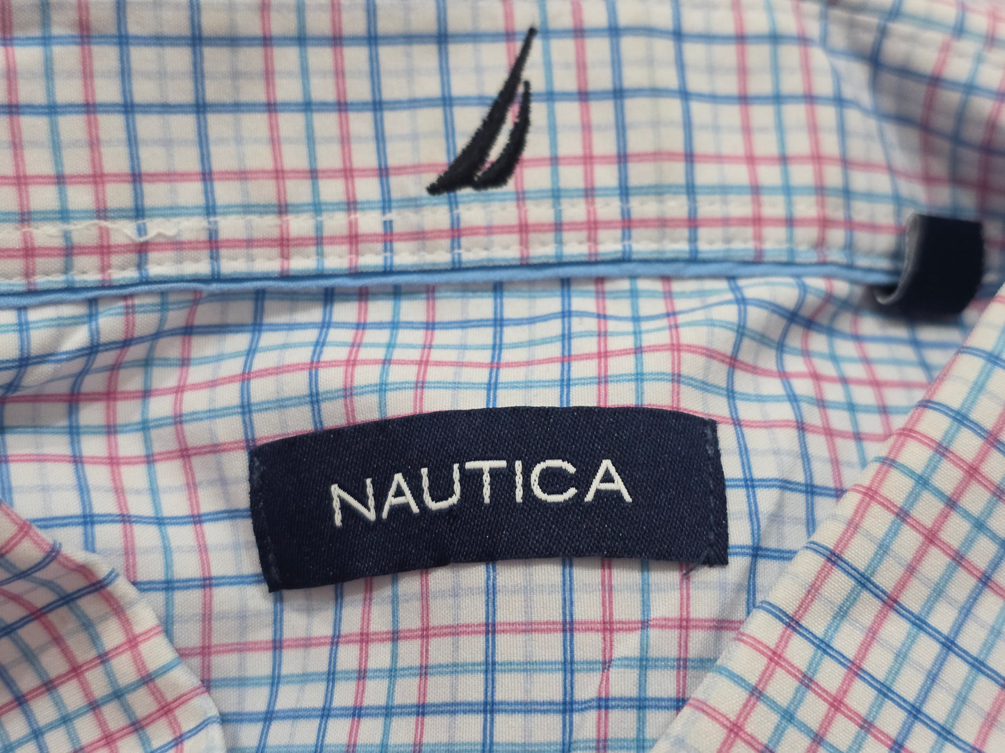 Camisa Manga Corta Nautica 2xl 18 Cuadro Blanco