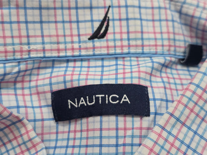 Camisa Manga Corta Nautica 2xl 18 Cuadro Blanco