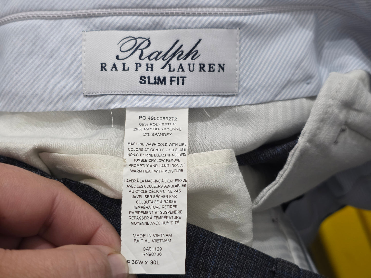 Pantalon Vestir Ralph Lauren 36x30 Slimfit Gris Azul Cuadro