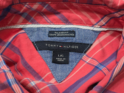 Camisa Tommy Hilfiger Grande L Regular Fit Cuadro Coral Azul