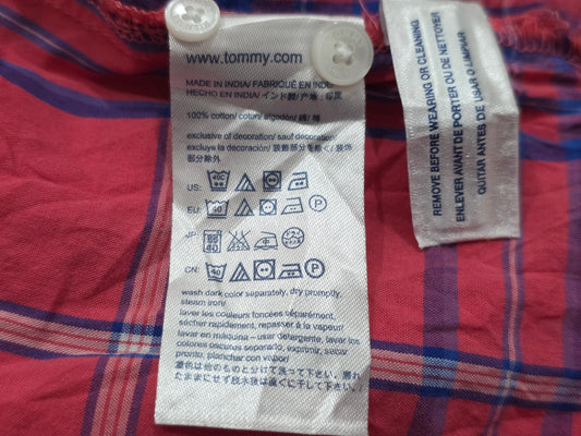 Camisa Tommy Hilfiger Grande L Regular Fit Cuadro Coral Azul