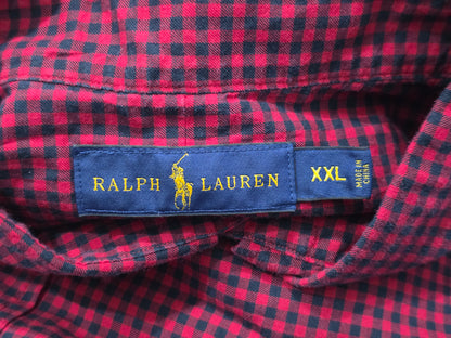 Camisa Ralph Lauren 2xl Cuadro Rojo Y Negro Pony Negro