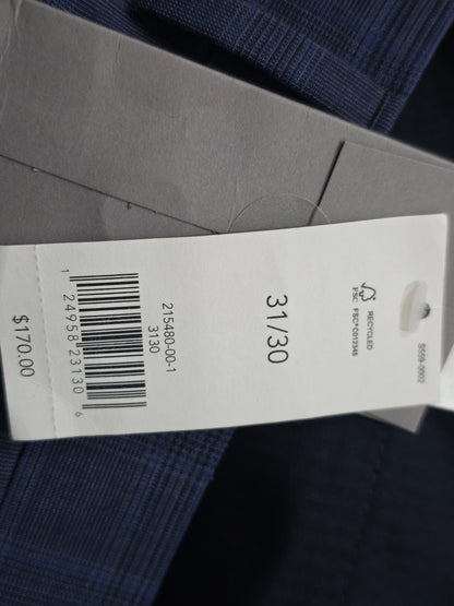 Pantalon Vestir Slimfit Banana Republic 31x30 Azul Cuadro