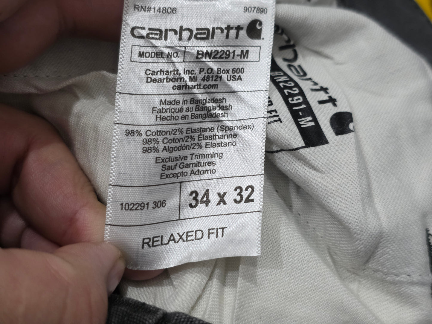 Pantalon Relaxed Fit Carhartt 34x32 Gris