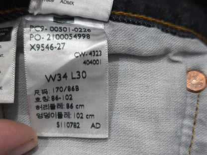 Pantalon Recto Levis 501 34x30 Azul Oscuro