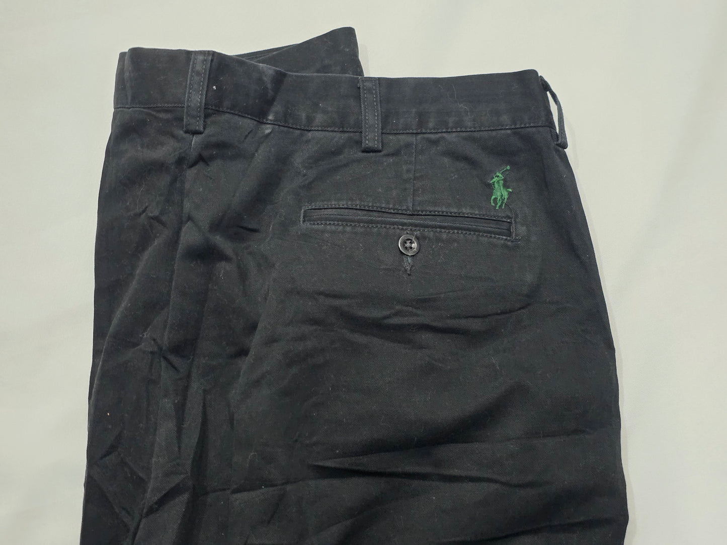 Pantalon Recto Ralph Lauren 38x30 Negro Pony Verde
