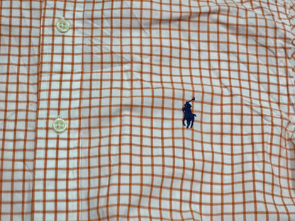 Camisa Slim Fit Ralph Lauren Chico S Cuadro Naranja