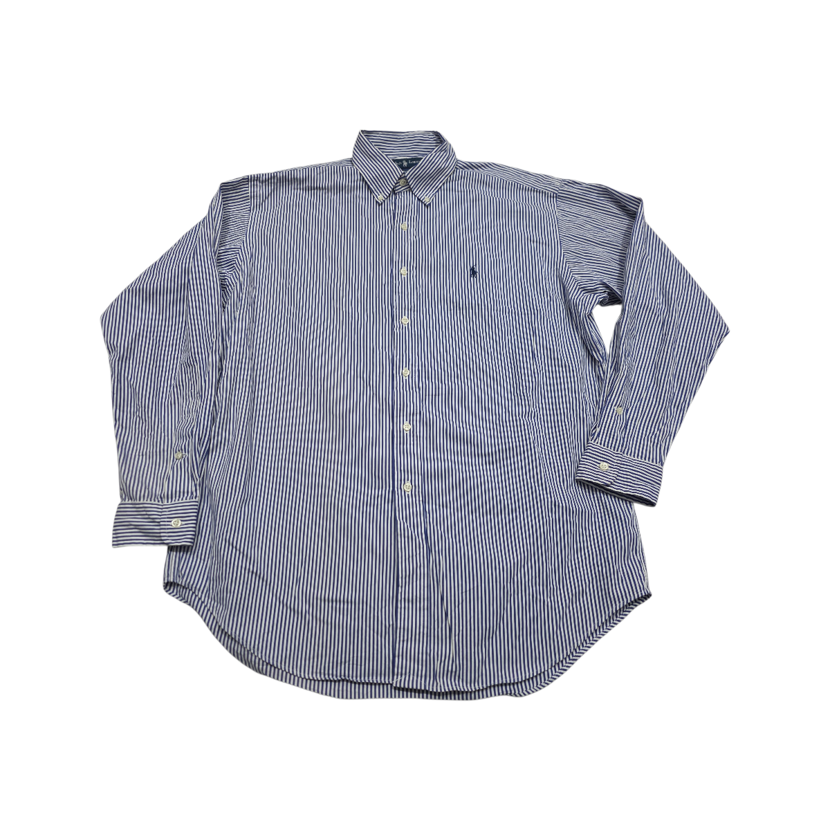 Camisa Ralph Lauren Blake Amplia Medianam Blanca Lineas Azul