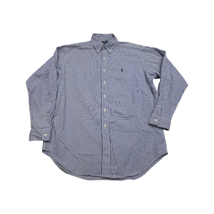 Camisa Ralph Lauren Blake Amplia Medianam Blanca Lineas Azul