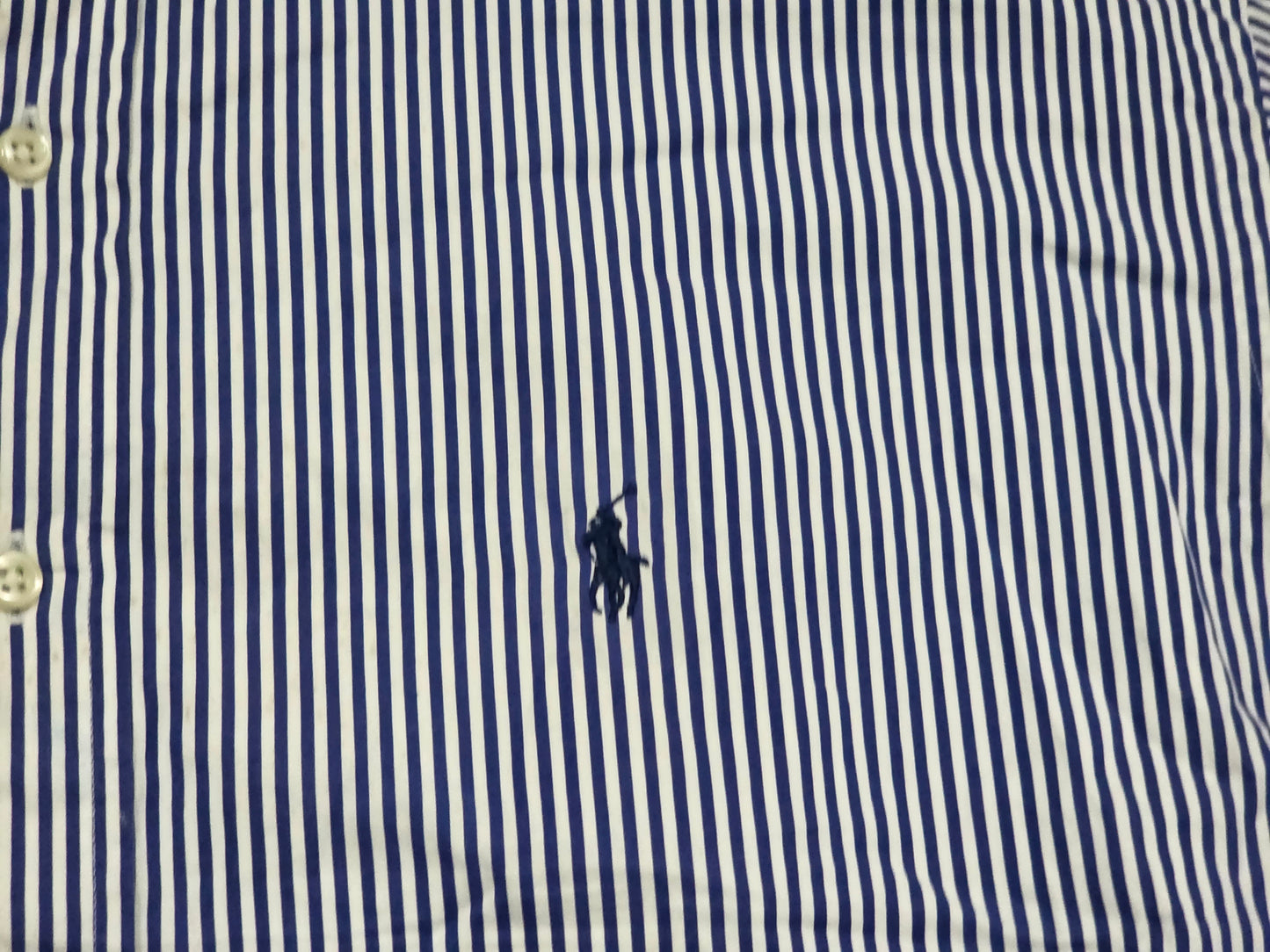 Camisa Ralph Lauren Blake Amplia Medianam Blanca Lineas Azul