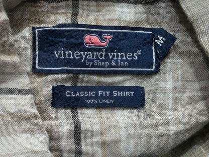 Camisa Classic Fit Vineyard Vines Mediana M Cuadro Cafe Lino