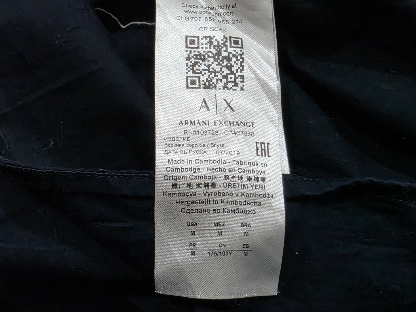 Camisa Armani Exchange Mediana M Azul