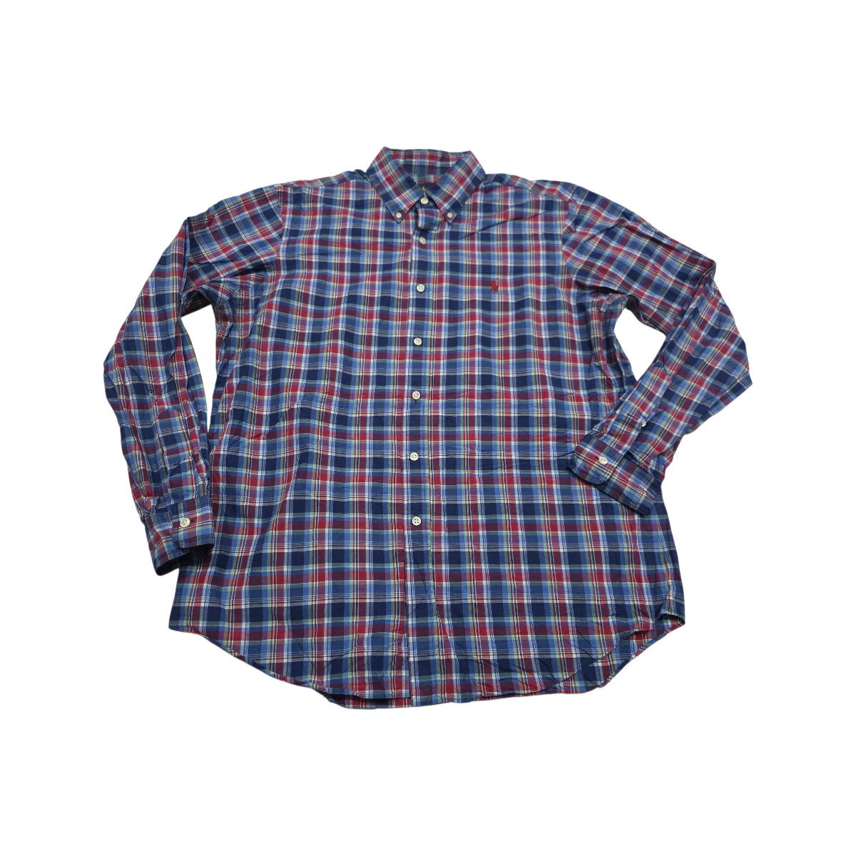 Camisa Ralph Lauren Grande L Cuadro Azul Y Rojo Pony Rojo