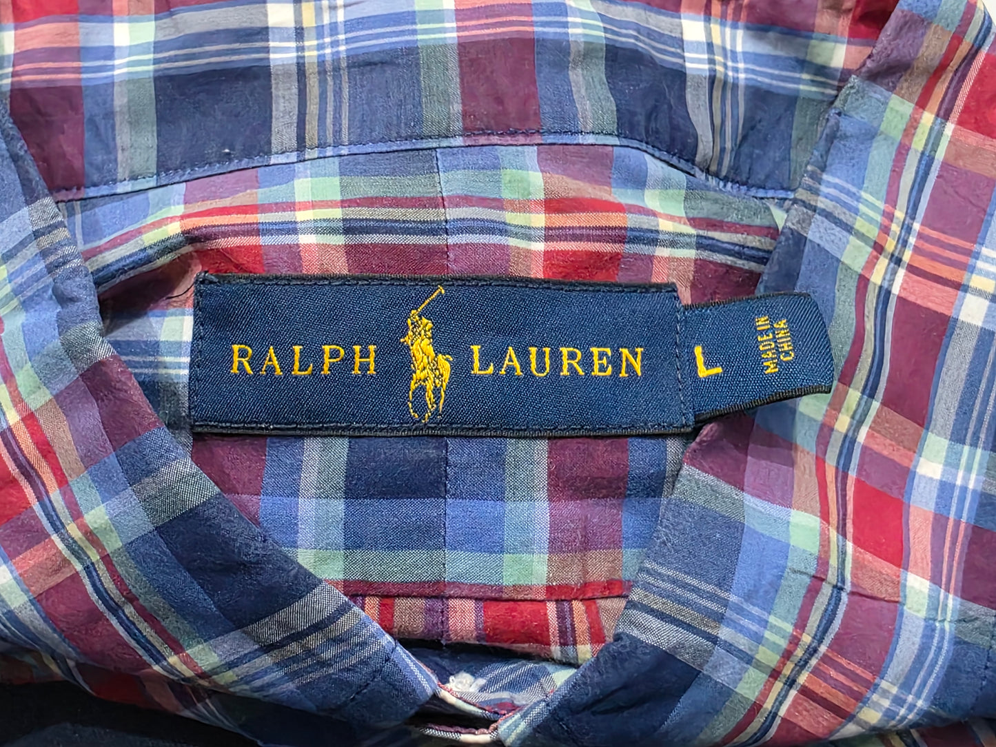 Camisa Ralph Lauren Grande L Cuadro Azul Y Rojo Pony Rojo
