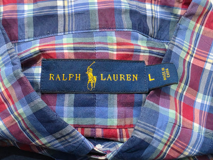 Camisa Ralph Lauren Grande L Cuadro Azul Y Rojo Pony Rojo