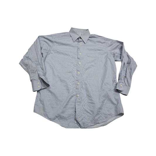 Camisa Brooks Brothers Grande L 16-33 Azul Y Amarillo Líneas