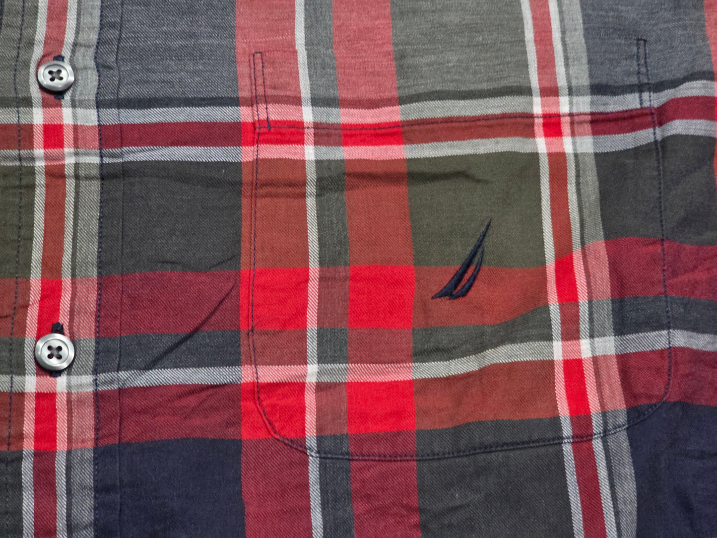 Camisa Nautica Grande L Cuadro Rojo